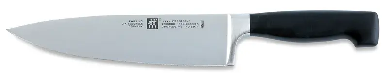 Forhandlerens produktfoto af Zwilling Four Star kokkekniv med 20 cm klinge i rustfrit stål