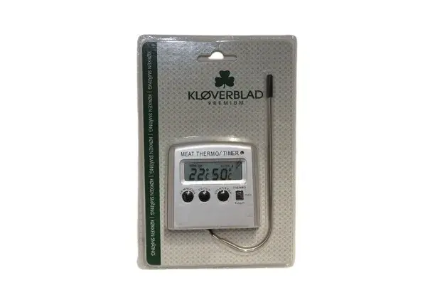 Kløverblad digitalt stegetermometer i grå plast med display