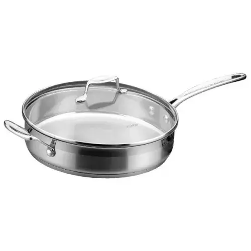Scanpan Impact sauterpande i blankt rustfrit stål med glaslåg og to håndtag