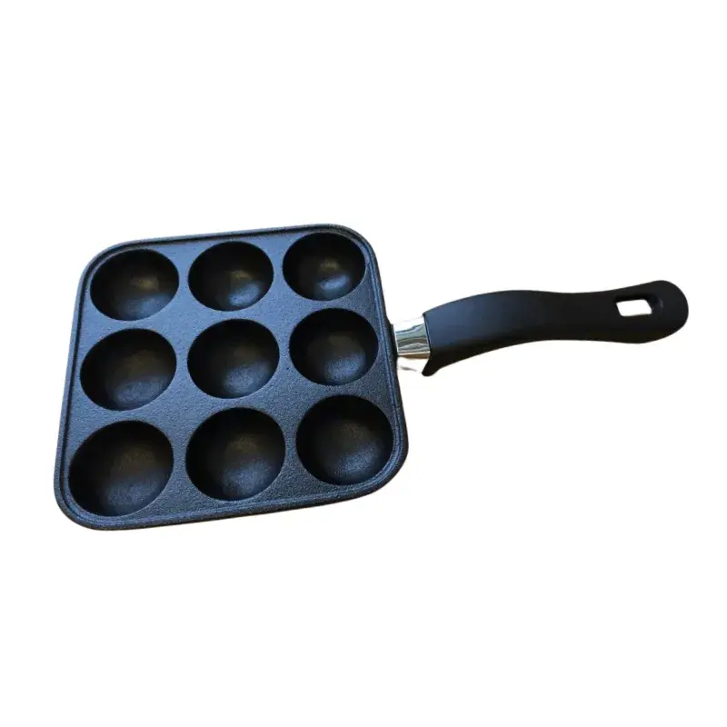 Conzept æbleskivepande i sort støbejern med runde fordybninger og håndtag